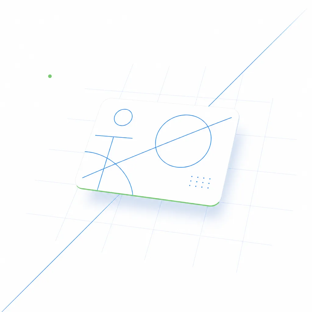 A bright white composition of a code-fix card lifting away from a page with a green rule